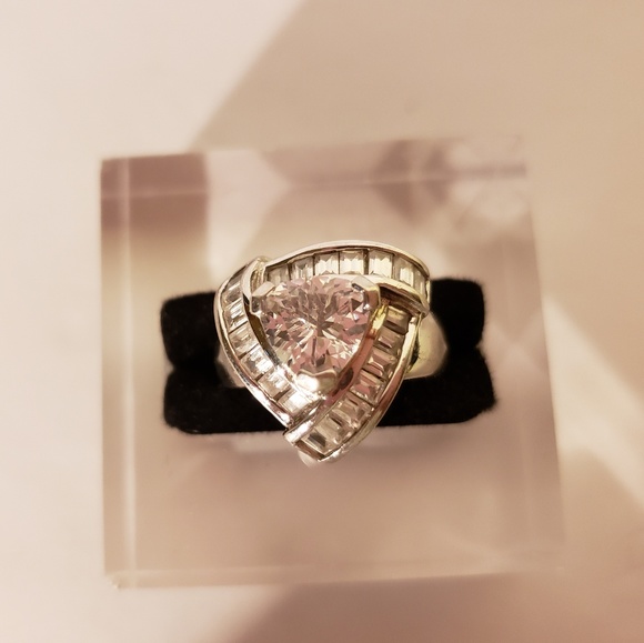 CZ  Princess Baguette Cut Sterling Silver Ring - Picture 8 of 8